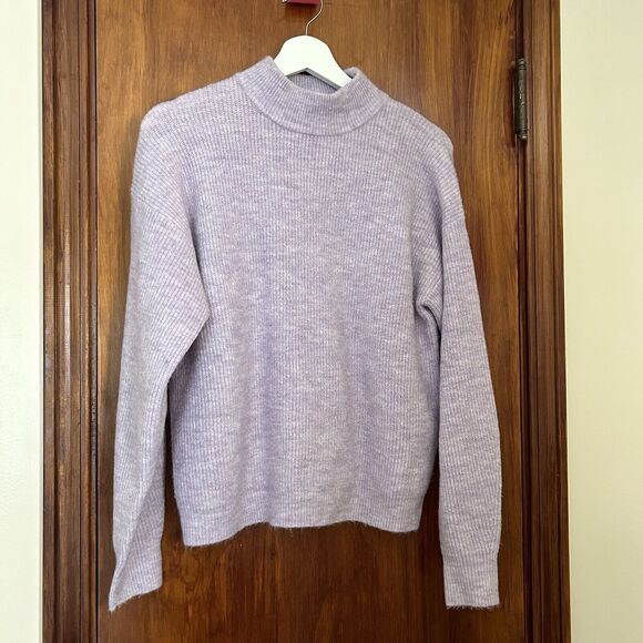 Free Press Sweater Lavender Purple Mock Neck Turtleneck Ribbed Knit Size Small - Picture 2 of 7